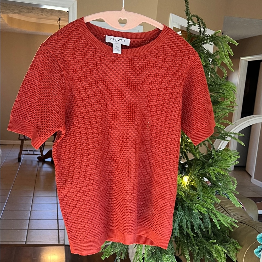 Nine West Men's Vibrant Red Crewneck Sweater